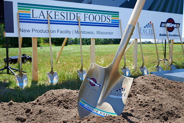Shovels at the groundbreaking for Lakeside Foods' expansion